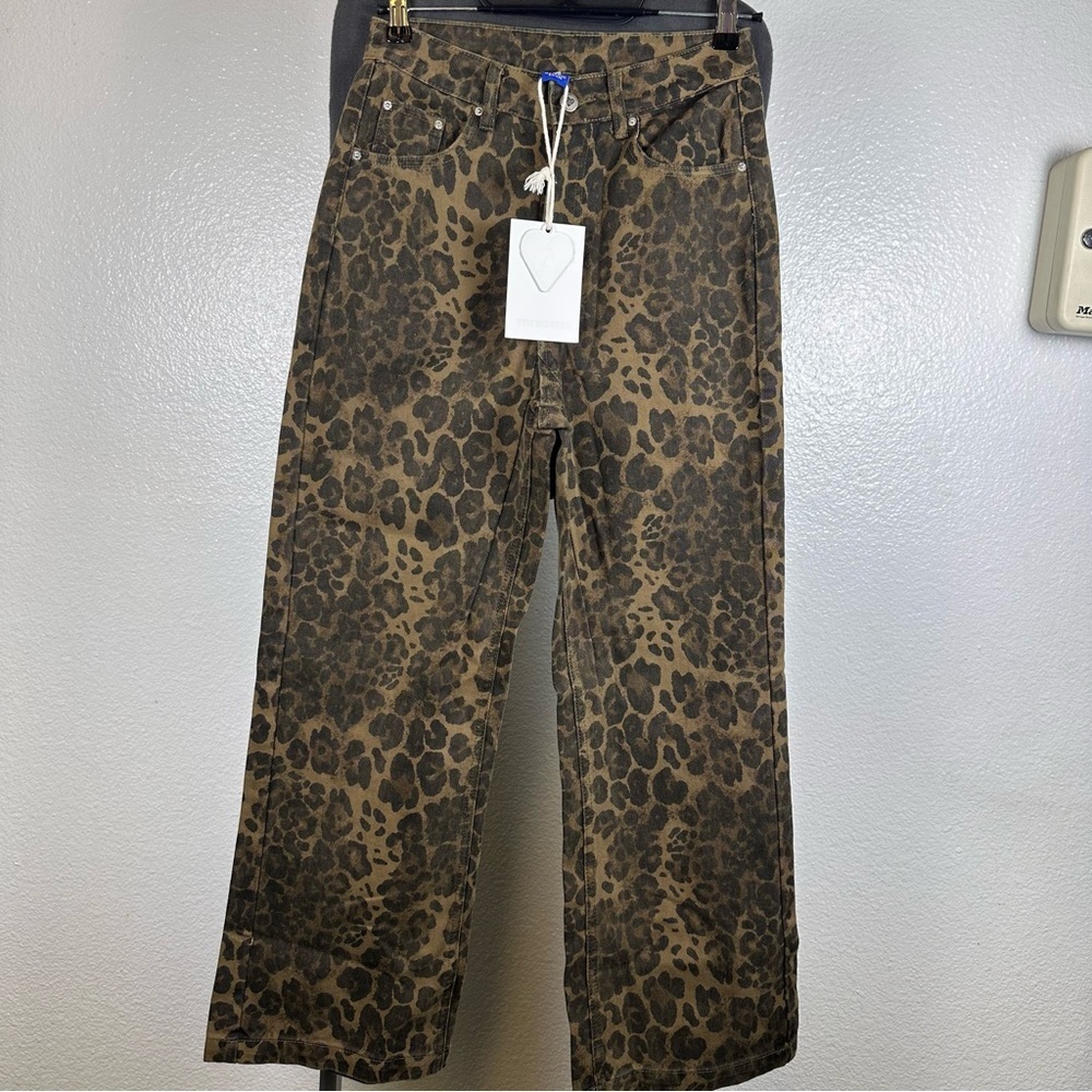 Aelfric Eden Women’s Leopard Print Wide-Leg Pants Size 28